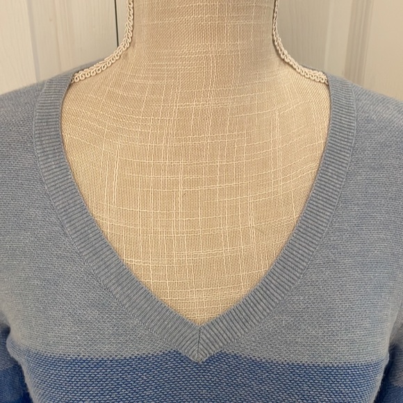 Tommy Hilfiger Blue Striped V Neck Sweater - Picture 4 of 6
